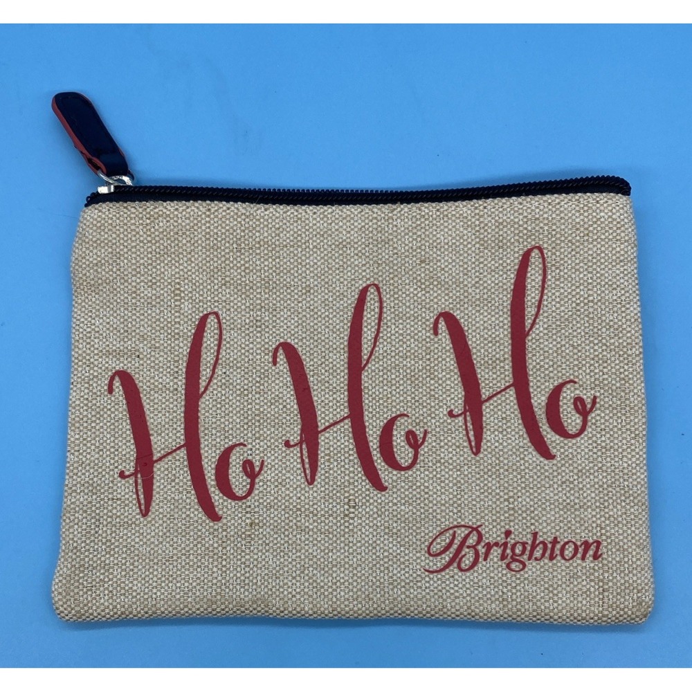 New Red/Gold Ho Ho Ho Brighton Canvas Zipper Utility Pouch for Travel